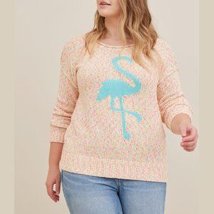 NWT Torrid Marled Cotton Flamingo Pink Blue Confetti Pullover Sweater Plus 5